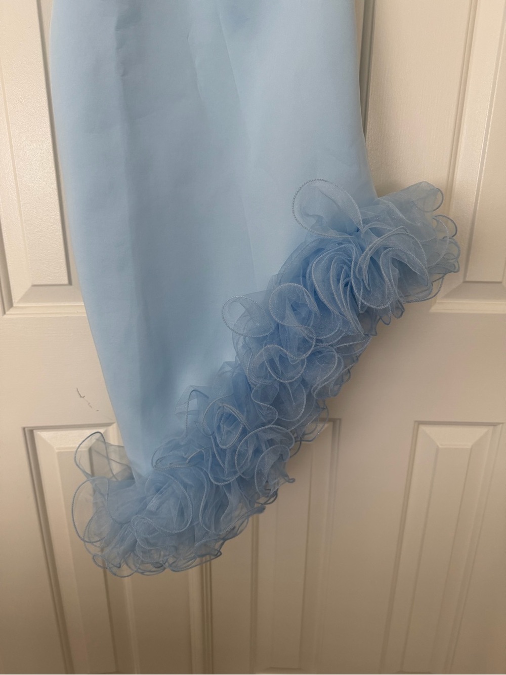 Light Blue One-Shoulder Ruffle Hem Dress - Picture 4 of 13
